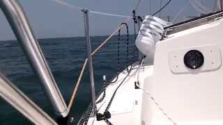 Pearson 28 quotThoequot on singlehanded spinnaker run across mouth of Delaware Bay [upl. by Hospers]