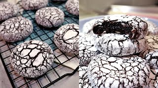 Fudgy Chocolate Brownie Crinkle Cookies [upl. by Airdnax]