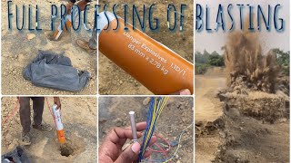 How to make a blasting full processing of blasting on Boulder mines charging explosive To the blast [upl. by Latrina]