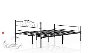 Assemble VECELO Metal Platform Bed Frame with Headboard amp Footboard [upl. by Nicolea99]