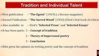 Tradition and The Individual Talent  T S Eliot  Summary in Tamil [upl. by Elleinet]