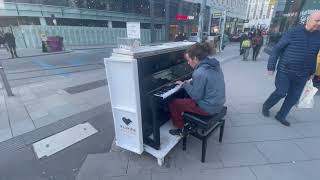 streetmusicians viennaaustria pianist Piano Player on Mariahilferstraße Vienna Austria [upl. by Mcquade]