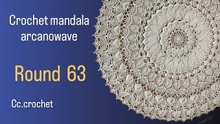 crochet arcanowave mandala tutorial Round 63 rug  doily [upl. by Amarette]