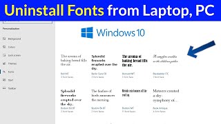 How to Uninstall Fonts from Windows 10 [upl. by Annoled]