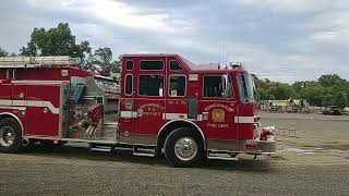 Morganville fire department engine 28376 at Monmouth county Fair firefighter competition [upl. by Ahsimet]