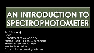 An Introduction to Spectrophotometer [upl. by Lock69]