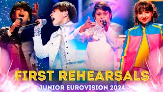 FIRST REHEARSALS  Junior Eurovision 2024 Armenia Ukraine Spain Cyprus Georgia Estonia Italy [upl. by Tearle]