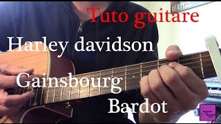 Tuto guitare  Chanson facile  Harley davidson  Gainsbourg Bardot TAB [upl. by Bone]