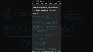 Determining derivative of cosec x function [upl. by Schacker523]