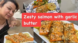 Zesty salmon with garlic butter  easy salmon fish recipe [upl. by Namajneb]