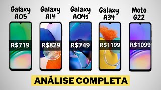 Comparativo  A05 vs A14 vs A04s VS A34 vs Moto G22 [upl. by Claudelle]