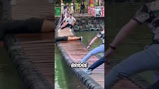 Man Dances Gracefully on Wobbly Bridge [upl. by Aras]