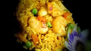 Chicken amp Prawn Fried Rice Chinese Style Cooking Recipe [upl. by Bolte]