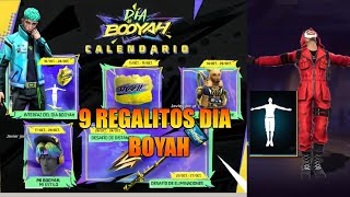 RECLAMA 9 REGALOS DEL EVENTO DÍA BOOYAH MOSTRANDO PREMIOS Y CALENDARIO RECLAMA TODO GRATIS [upl. by Dralliw680]