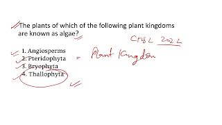 The plants of which of the following plant kingdoms are known as algae [upl. by Iruj92]