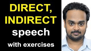 Direct Indirect Speech Narration  Reported Speech  English Grammar  with Exercises amp Quiz [upl. by Rie]