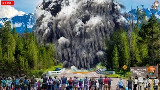 terrifying Footage of a geyser explosion caught on camera in Yellowstone Park scares visitors [upl. by Ydaf]