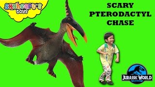 SCARY PTERODACTYL Chase  Hunting for Dinosaurs toys kids Jurassic World Outbreak Eggs Toddler [upl. by Ondine196]