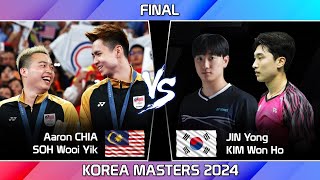 FINAL  Aaron CHIA SOH Wooi Yik vs JIN Yong KIM Won Ho  Korea Masters 2024 Badminton [upl. by Merl]