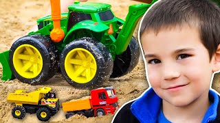 Pretend Play with Construction Trucks for Kids  Diggers Excavators Dump Trucks  JackJackPlays [upl. by Anialeh]