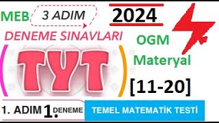 3 Adım Deneme Sınavları  TYT  1 Adım 1 Deneme  Matematik  Temel Matematik Testi  MEB  2024 [upl. by Mechelle433]