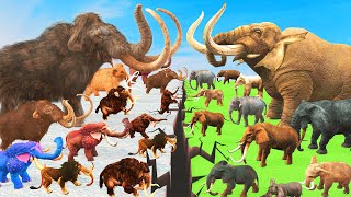 Prehistoric Animals Epic Battle Ice Age Woolly Mammoth vs Mastodon Elephant Animal Revolt Battle [upl. by Arihs]