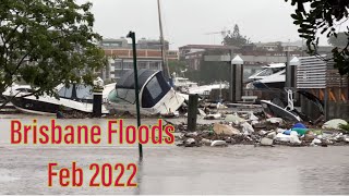 Brisbane Floods Feb 2022  Brisbane River Southbank Hawthorne Bulimba Brisbane City Debris [upl. by Cesaria]