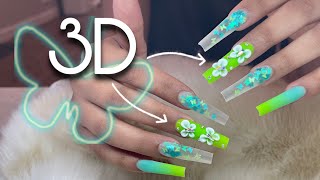 Watch Me Work  3D Butterfly Nail Art  Summer Ombre Nail Tutorial [upl. by Ystap]