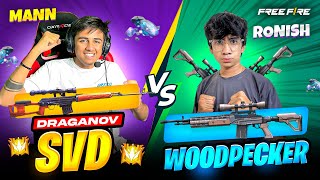 Svd Vs WoodPecker 🔫 Tsg Mann Subscribers 😱Vs Tsg Ronish Subscribers 💪 Who Wins  Garena Free Fire [upl. by Kling]