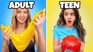 ADULTS VS TEENS SLIME CHALLENGE [upl. by Adonis426]