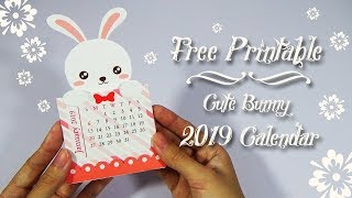 DIY 2019 Cute Calendar Tutorial  Free Printable [upl. by Notsgnal616]