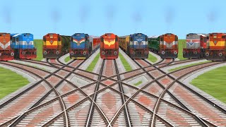 Nine Diesal Locomotive Rajdhani Super Fast Train Crossings by Curved Railroad Teack [upl. by Noired617]