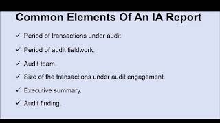 Write Highly Effective Internal Audit Report The Common Elements Of An Internal Audit Report [upl. by Lyndon]