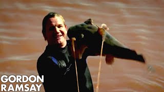 Gordon Ramsay Tries Catching Catfish In Oklahoma  Gordon Ramsay [upl. by Fiann]