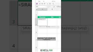 Excelde Tek Formülle Takvim Oluşturma SIRALI Fonksiyonu  EXCEL 751 excel751 [upl. by Maighdiln]