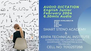 Feb 2004 English Junior Shorthand 630 mts Audio SMARTSTENOACADEMY kripatechicalinstitute [upl. by Quillan]