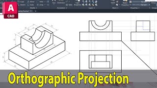 orthographic Projections in AutoCAD  MultiView 2D Drawing Tutorial Exercise 3 [upl. by Akimik919]