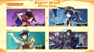 UPDATED VERSION 52 BANNERS PHASE I amp II VENTI WANDERER AND WRIOTHESLEY  Genshin Impact [upl. by Diandre]