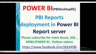 Power BI Report deployment in report server on premises power bi deployment [upl. by Venuti]