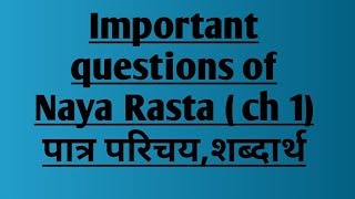 Naya Rasta Ch 1  Important questions  Patra parichay word meaningTheHindiHUB [upl. by Ecinerev393]