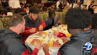 Alabama participates in Beef Bowl at Lawrys The Prime Rib [upl. by Ibba]