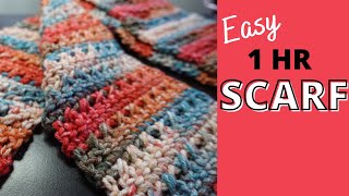 Crochet Scarf for Beginners Take 4  Easy Pattern to Crochet Scarf in 1 Hour [upl. by Vandervelde]