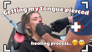 GETTING MY TONGUE PIERCED💉👅🥲 Healing process🤕 [upl. by Carn]