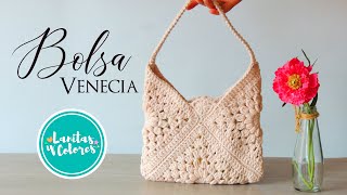 Bolso TEJIDO a CROCHET o ganchillo paso a paso puntos básicos  Lanitas y Colores [upl. by Axia]