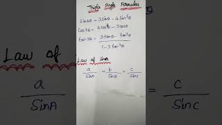 Trigonometry Formulas  Triple angle FormulasLaw of sinesHalf Angle Formulas [upl. by Ultima]