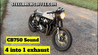 Sound clip of my 1975 CB750 f Cafe Racer with a 4 into 1 straight pipe [upl. by Aryam670]