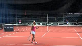 Anastasia Pivovarova service  return game vs Annika Beck  Porsche Tennis Grand Prix 2012 [upl. by Mendy]