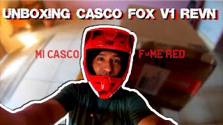 UNBOXING CASCO FOX V1 REVN Flame Red  MI CASCO 😍💥🏍 [upl. by Reehsab96]