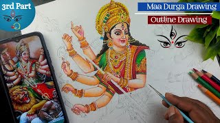 Durga Maa Drawing  Maa Durga Drawing  Mahalaya  Maa Durga Full Body Drawing  Oil Pastel Drawing [upl. by Aninat]