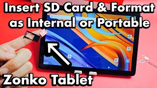 Zonka Tablet 2023 How to Insert SD Card amp Format as Portable or Internal [upl. by Nitsid]